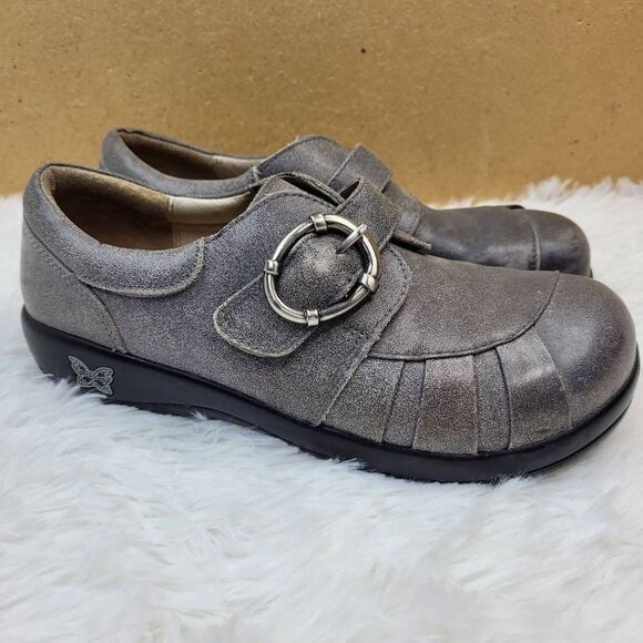 Alegria Khloe KHL-643 Gray Distressed Buckle Oxfords Women's US 9 EU 39 - Picture 3 of 12